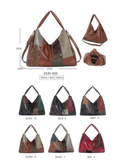 Sac hobo patchwork à pompon 2