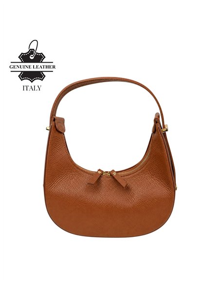 Bolso media luna de piel con cremallera