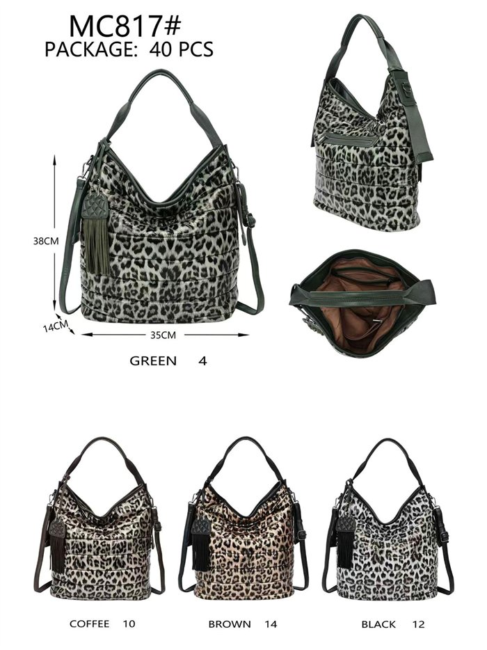 Hobo-Tasche mit Tiermuster und Quaste