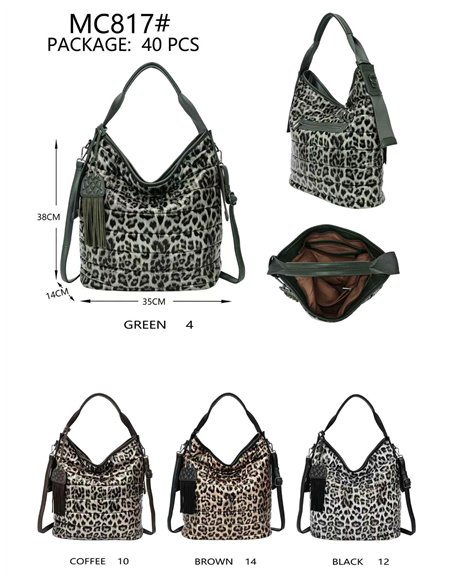 Hobo-Tasche mit Tiermuster und Quaste