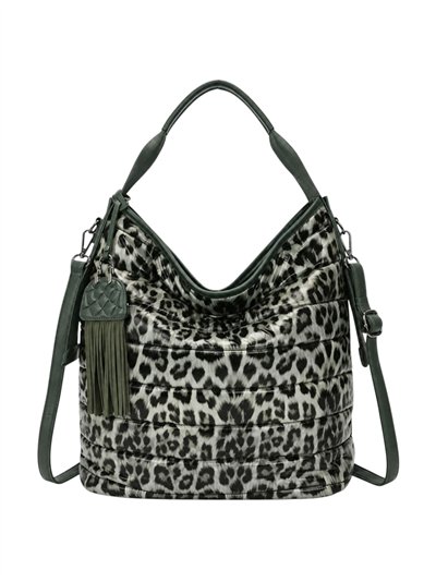 Bolsa hobo com estampa animal e tassel