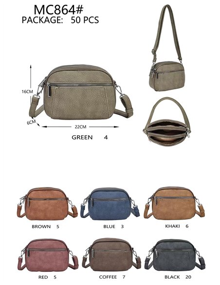 Bolso bandolera compacto con doble cremallera
