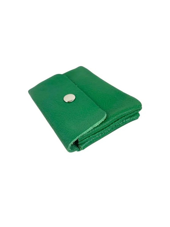 Monedero compacto de piel con tres compartimentos