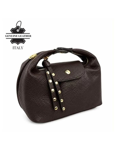 Bolso de mano de piel con tachuelas