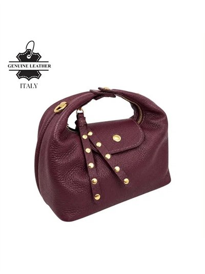 Bolso de mano de piel con tachuelas