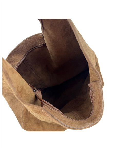 Große Hobo-Tasche aus Wildleder mit Reißverschluss