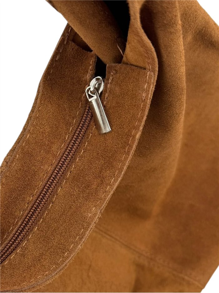 Große Hobo-Tasche aus Wildleder mit Reißverschluss