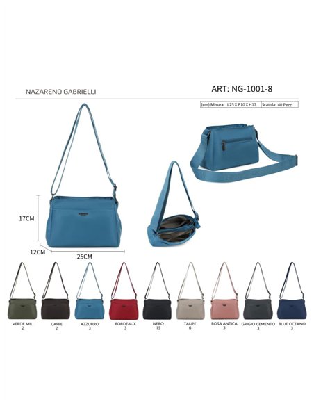 Bolso bandolera nylon con bolsillos de cremallera