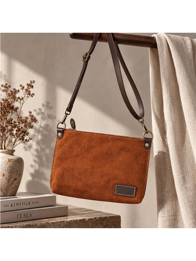 Bolso bandolera de piel serraje italiana 2