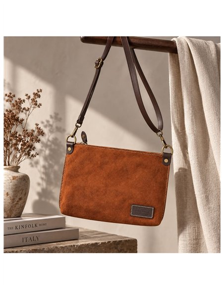 Bolso bandolera de piel serraje italiana