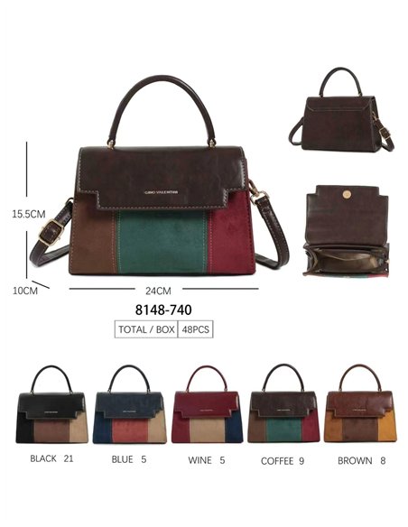 Bolsa de mão patchwork multicolorida