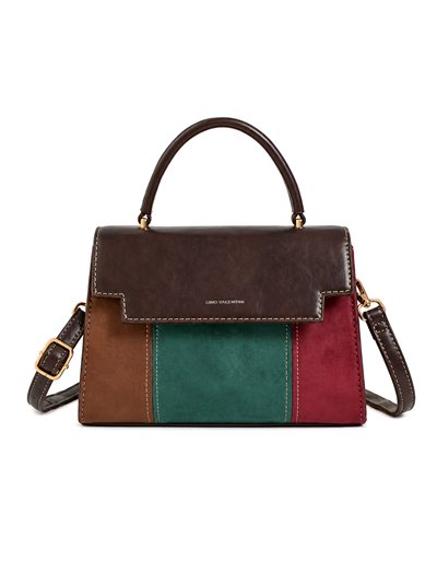 Bolsa de mão patchwork multicolorida