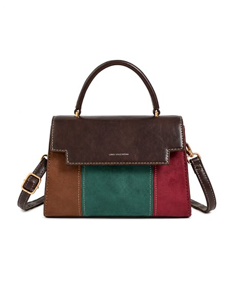 Bolsa de mão patchwork multicolorida