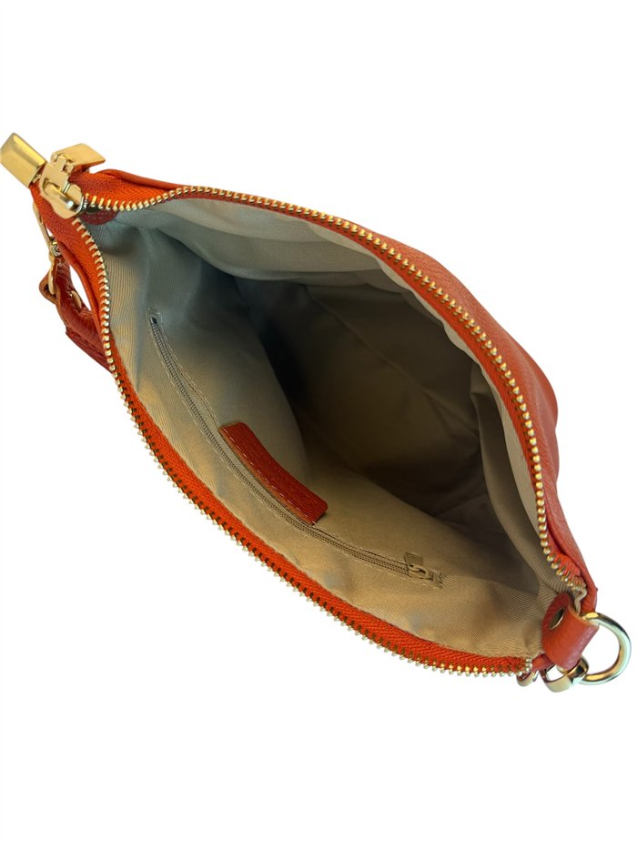 Bolso de hombro de piel italiana con cremalleras