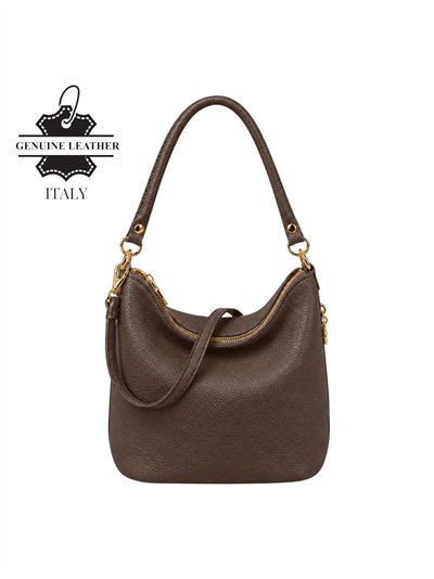 Bolso de hombro de piel italiana con cremalleras