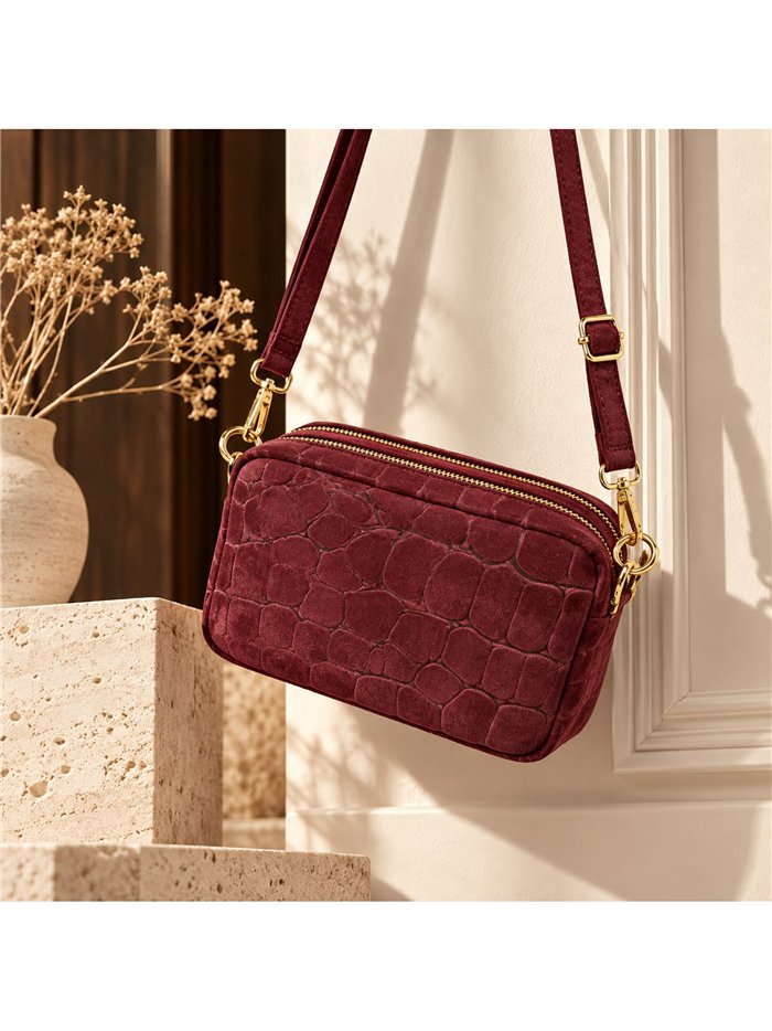 Bolso bandolera de piel serraje efecto coco