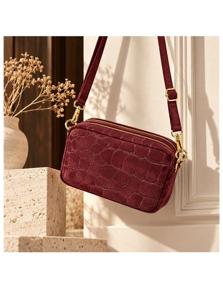 Bolso bandolera de piel serraje efecto coco