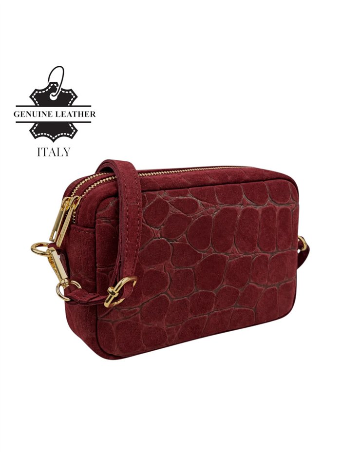 Bolso bandolera de piel serraje efecto coco