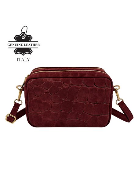 Bolso bandolera de piel serraje efecto coco