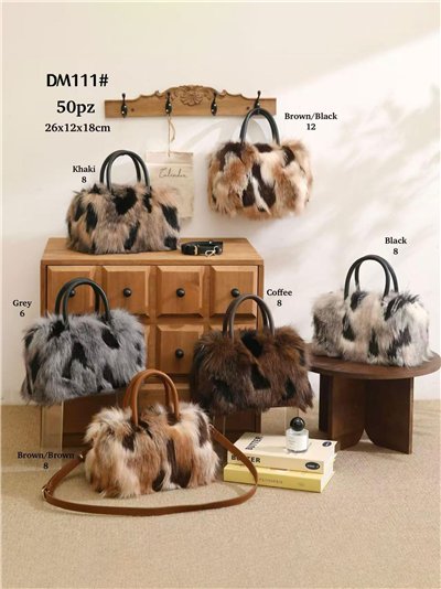 Bolso de mano de pelo efecto patchwork 2