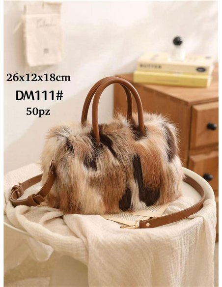 sac à main en fourrure effet patchwork