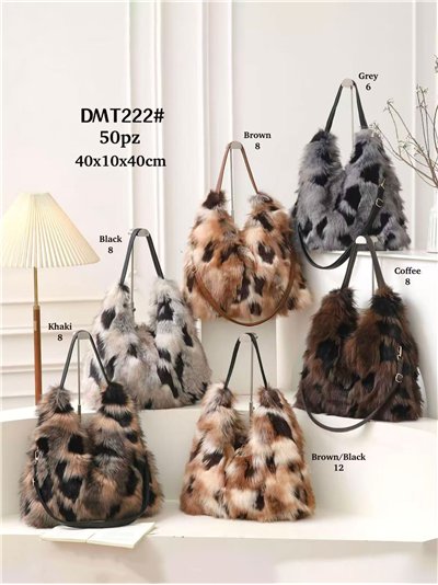 borsa shopper effetto patchwork in pelliccia 2