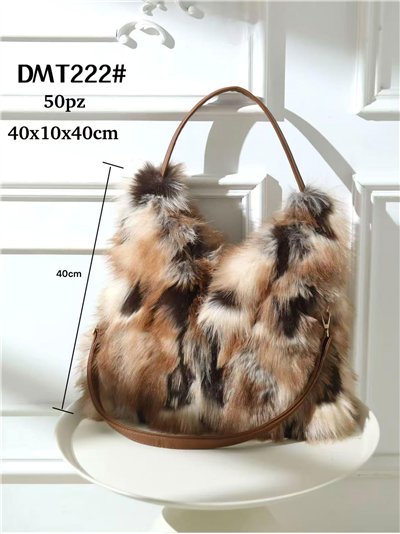 borsa shopper effetto patchwork in pelliccia