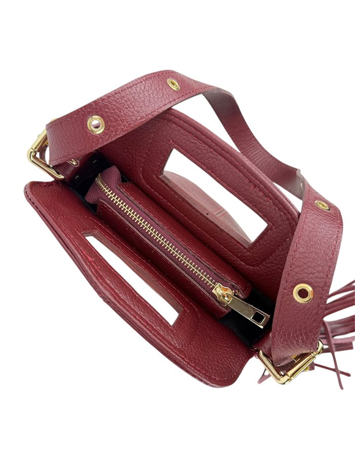 Bolso bandolera de piel italiana con flecos