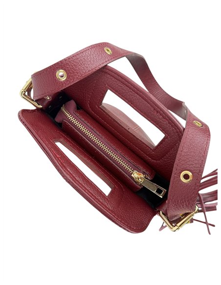 Bolso bandolera de piel italiana con flecos