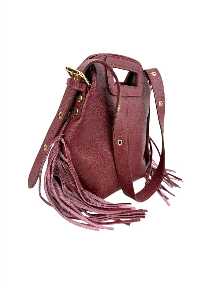 Bolso bandolera de piel italiana con flecos
