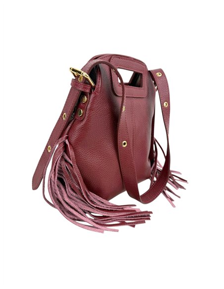 Bolso bandolera de piel italiana con flecos