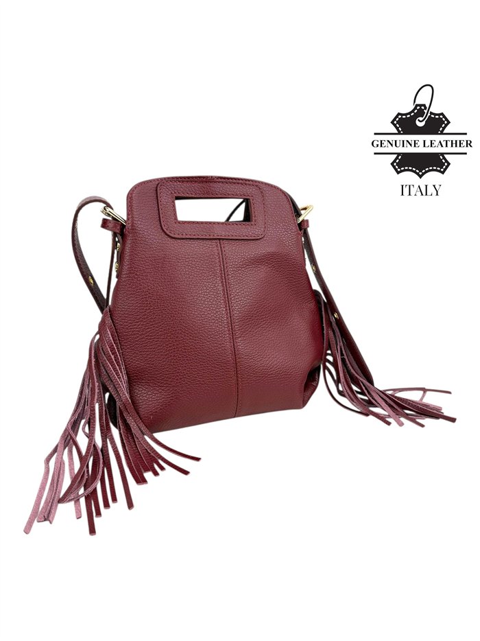 Bolso bandolera de piel italiana con flecos