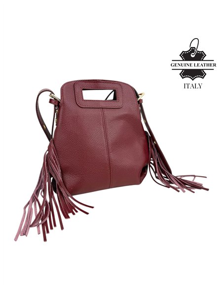 Bolso bandolera de piel italiana con flecos