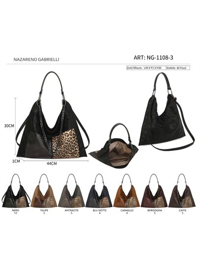 Hobo-Tasche mit Tiermuster und Kette 2