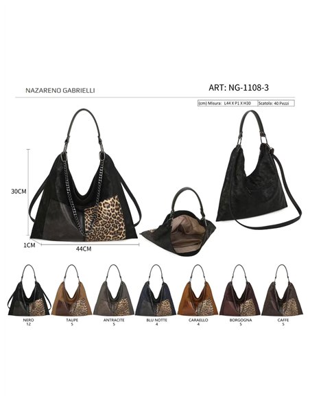 Hobo-Tasche mit Tiermuster und Kette