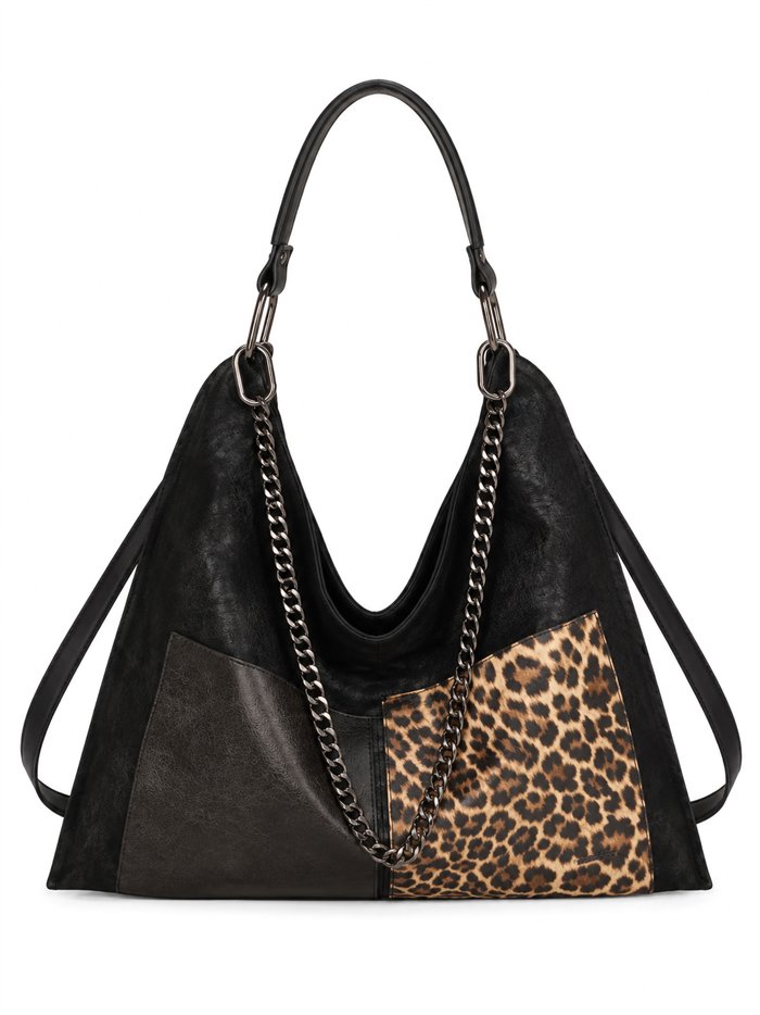 Hobo-Tasche mit Tiermuster und Kette
