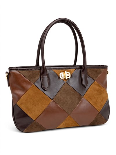 Bolso de mano patchwork geométrico