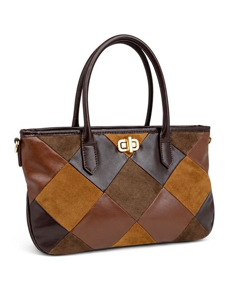 Bolso de mano patchwork geométrico