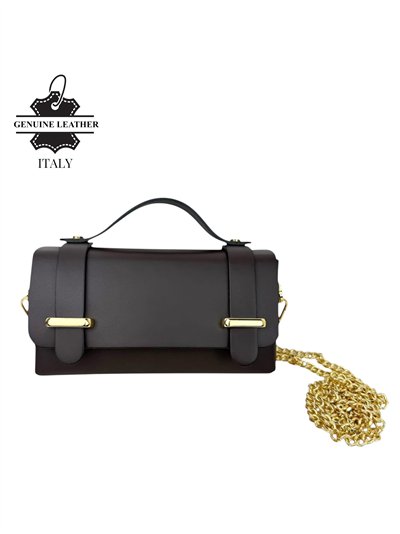 Mini bolso de mano de piel italiana con solapa y cadena