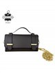 Mini bolso de mano de piel italiana con solapa y cadena