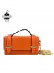 Mini bolso de mano de piel italiana con solapa y cadena