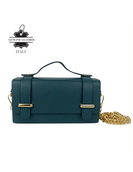 Mini bolso de mano de piel italiana con solapa y cadena