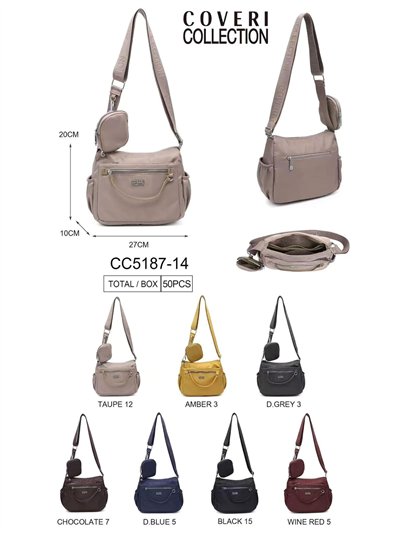Bolso bandolera nylon multibolsillos con monedero 2