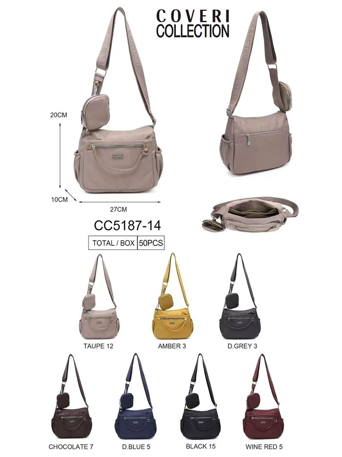 Bolso bandolera nylon multibolsillos con monedero