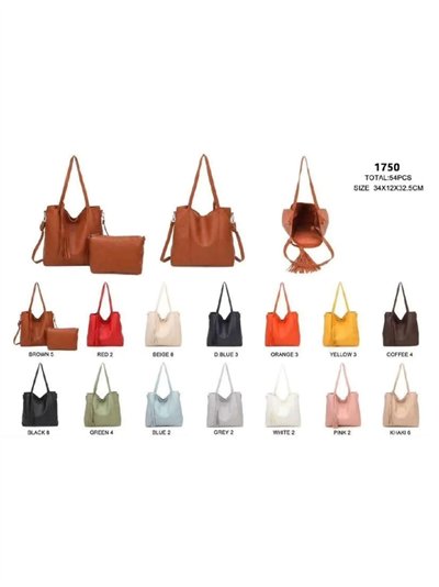 Bolso shopper amplio con neceser y borla 2