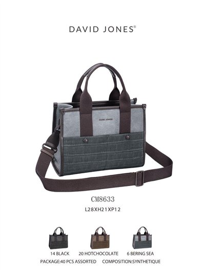Bolso tote bicolor con panel efecto coco 2