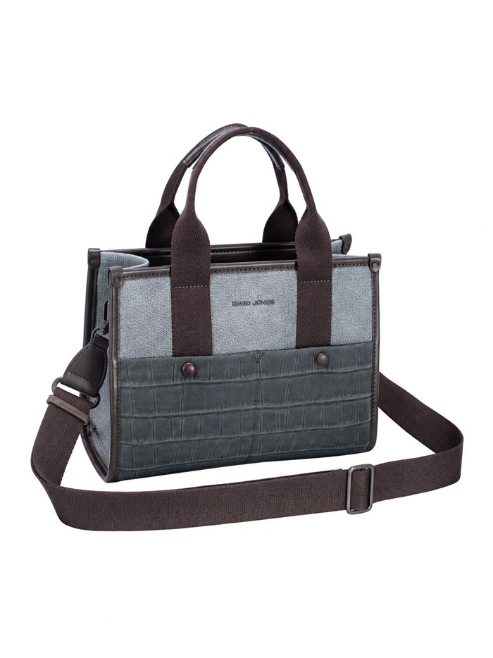 Bolso tote bicolor con panel efecto coco