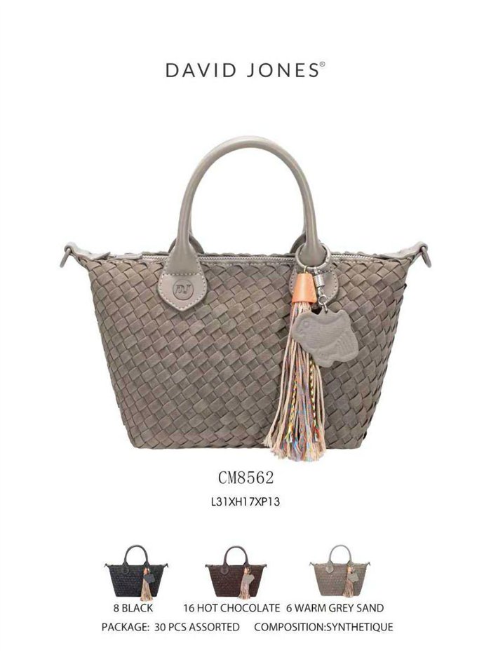 Bolso shopper trenzado con borla multicolor