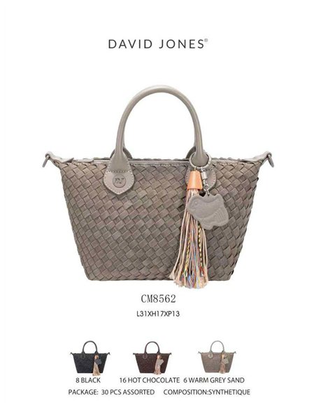 Bolso shopper trenzado con borla multicolor