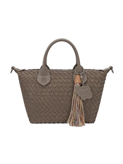 Bolso shopper trenzado con borla multicolor